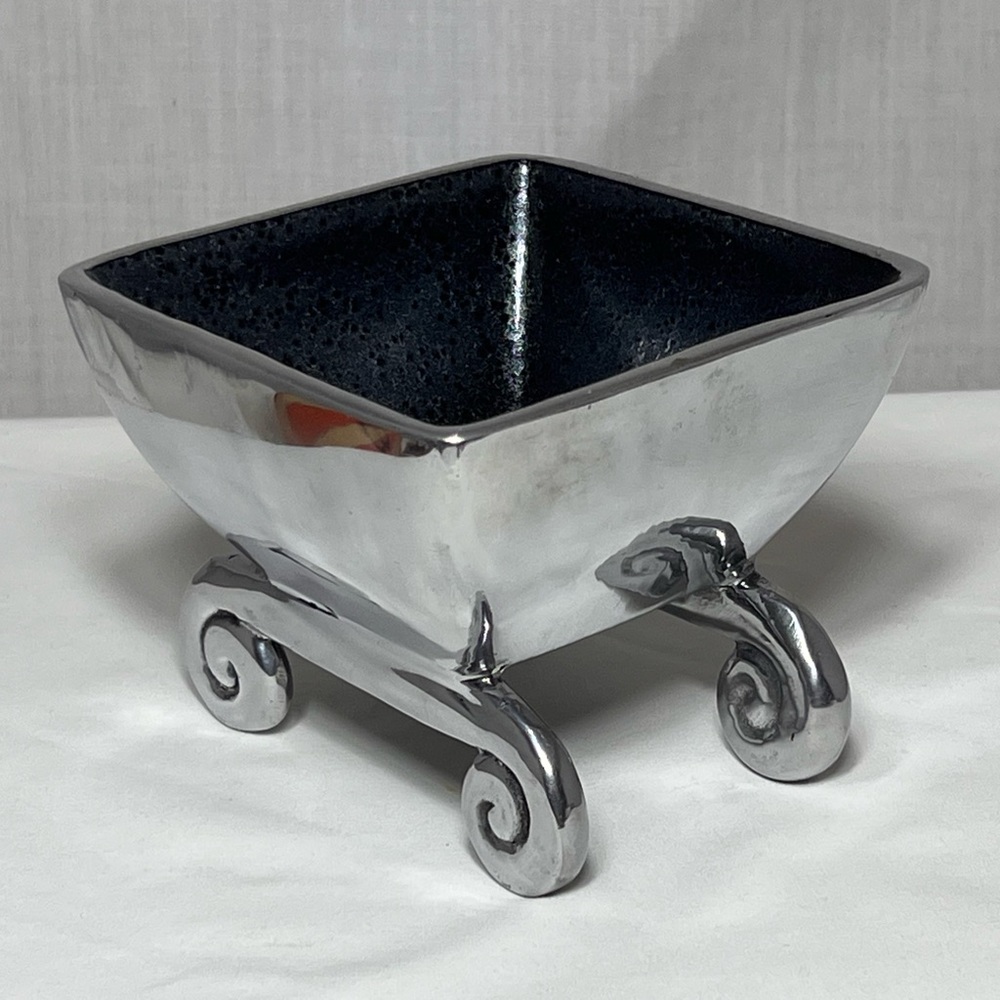 Carrol Boyes Cast Aluminum small 4 curled footed bowl take out boxlike very rare